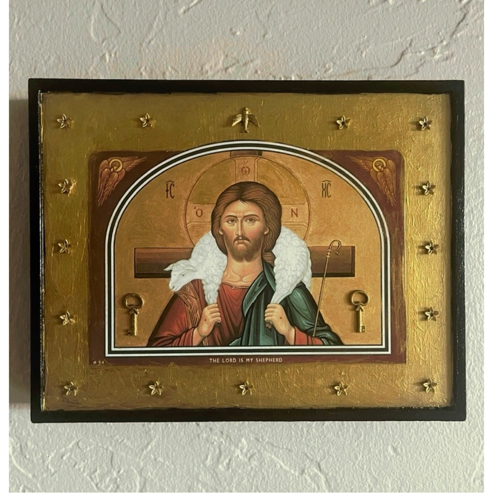 ✨”The Lord Is My Shepherd” Orthodox Christian Gold Icon Wall Art with Charms✨